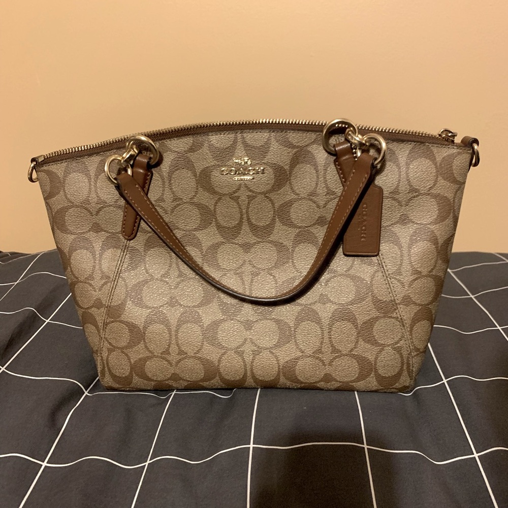 Kelsey Coach Satchel | Tan & Gold